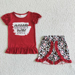 GSSO0057 Game Day Red Short Shirt Baseball Leopard Shorts Girls Outfits-promotion 2024.5.18