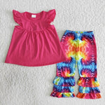 B11-16 Girl Solid Top Tie Dye Pant Outfit-promotion 2024.7.6