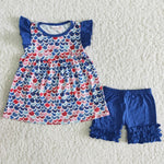 Girl Scale Navy Short Outfit