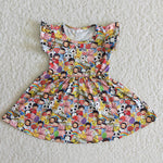 Girl Animal Cartoon Flutter Sleeve Twirl Dresses