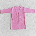 Girl Hot Pink Long Sleeve Cotton Cardigan