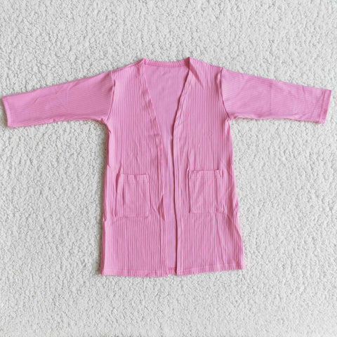 Girl Hot Pink Long Sleeve Cotton Cardigan