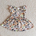 Girl Animal Flutter Sleeve Twirl Dresses