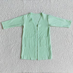 Girl Light Green Long Sleeve Cotton Cardigan