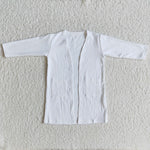 Girl White Long Sleeve Cotton Cardigan