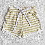 Girl Green Striped Adjustable Drawstring Shorts