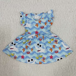 Girl Blue Fishes Short Sleeve Twirl Dress