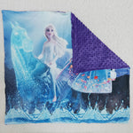 6 B1-36 Baby Blue Screen Princess Print Minky Blanket