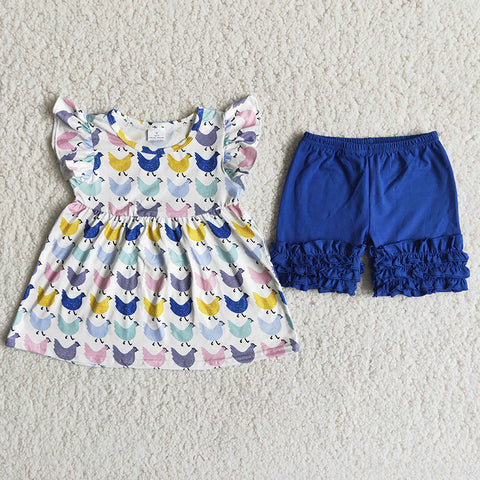 A10-11 Girl Chicken Navy Shorts Outfit-promotion 2024.2.24