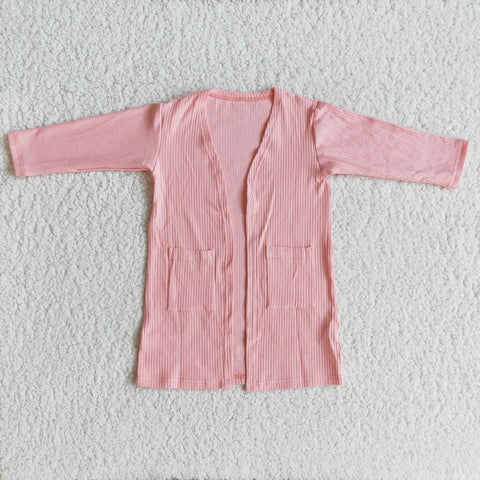 Girl Peach Long Sleeve Cotton Cardigan