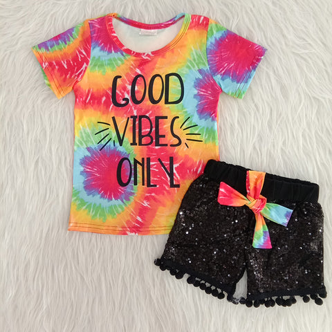 Good Vibes Only Girl Sequin Outfit