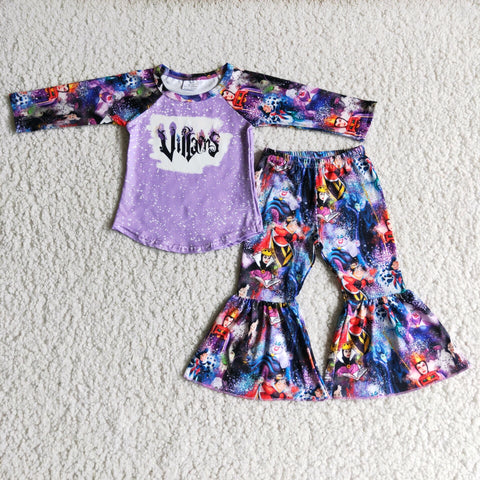 6 A16-29 Girl Purple Cartoon Screen Print Outfit-promotion 2024.8.31