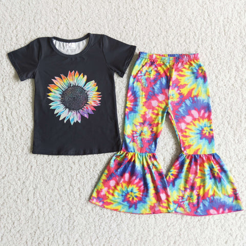 Clearance Girl Tie Dye Sunflowers Outfit