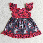 Clearance Girl Roses Skull Swirl Dress