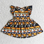 Girl Halloween Pumpkin Cartoon Swirl Dress