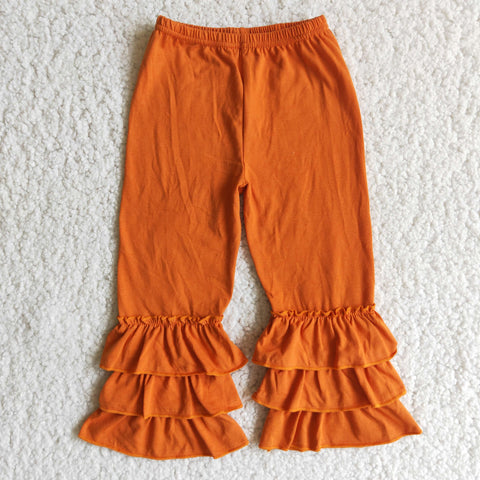 Girl Solid Ruffles Long Pants