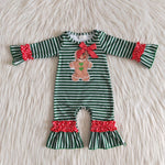 6 C10-6 Girl Christmas Cookie Striped Romper-promotion 2024.11.9