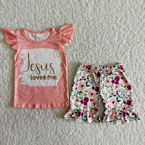 A14-12 Jesus Love Me Girl Floral Outfit-promotion 2024.3.2