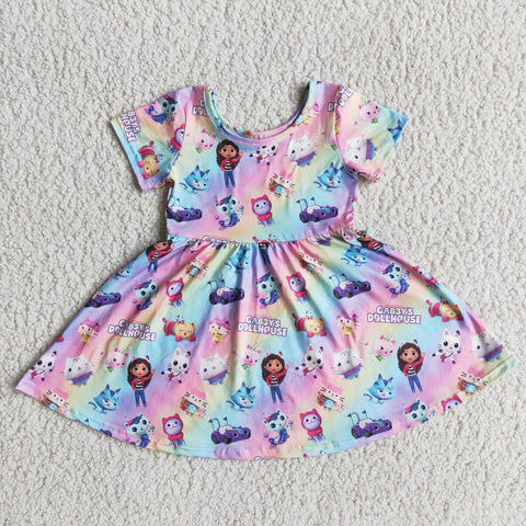 E3-6 Girl Cabby's Dollhouse Short Sleeve Twirl Dresses-promotion 2024.1.27