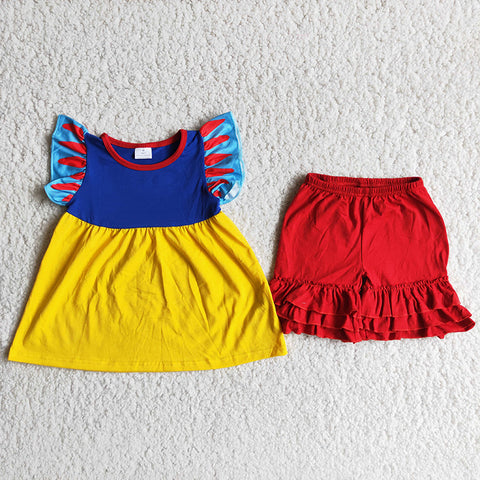 C8-23 Girl Navy & Yellow Tunic Red Shorts Outfit-promotion 2024.4.13