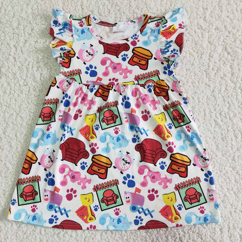 Girl Paw Cartoon Short Sleeve  Dresses