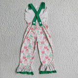 Girl Christmas Trees Cake Overalls Long Pant