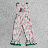 Girl Christmas Trees Cake Overalls Long Pant