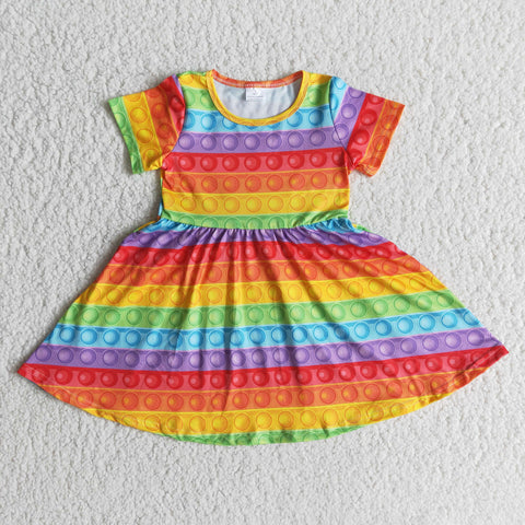 E6-15 Girl Colorful Bubble Short Sleeve Twirl Dresses-promotion 2024.3.16