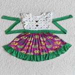 Girl Mardi Gras Short Sleeve Twirl Dresses