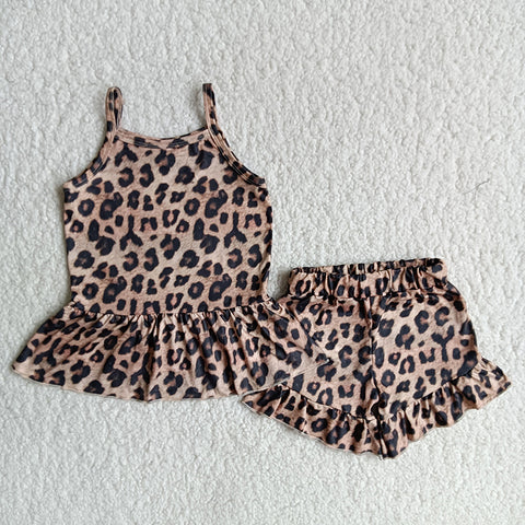 A10-12 Girl Leopard Sleeveless Shorts Outfit-promotion 2024.3.4