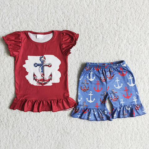 B3-2 4th of July Girl Anchor Shorts Outfit-promotion 2024.4.20