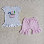 B3-1 Girl Embroidery Tools Pink Plaid Outfit-promotion 2024.3.2