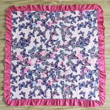 Butterfly Print Pink Baby Ruffle Blankets