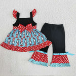 Girl Cue Bow Polka Dot Outfit