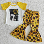 B12-24 Girl Cow Head Sunflowers Outfit-promotion 2024.7.6