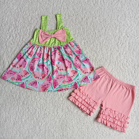 B3-3 Girl Watermelon Sleeveless Pink Shorts Outfit-promotion 2024.2.24