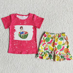 C0-2 Girl Fuchsia Watermelon Shorts Outfit-promotion 2024.2.24