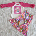 6 A26-5 Girl Fuchsia Cartoon Girl Stars Bell Bottom Outfit-promotion 2024.8.17