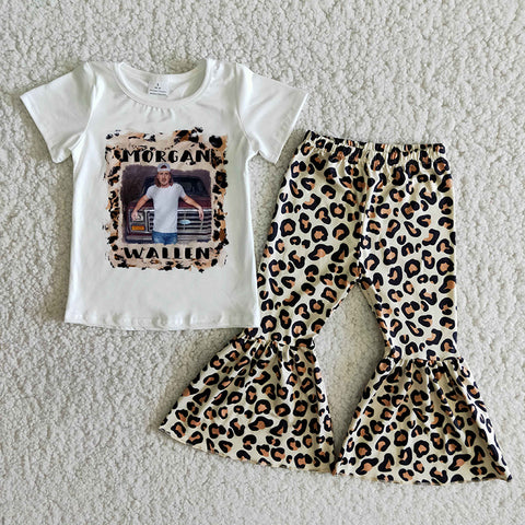 Girl Print Short Sleeve Leopard Outfit