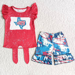 4th of July Girl Tie Dye Shorts Outfit