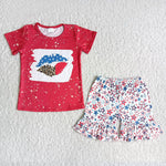 B18-15 4th of July Girl Lip Stars Shorts Outfit-promotion 2024.3.2