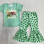 Girl Green Cartoon Clover Pant Outfit