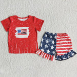 C16-2 Girl Red Tassels Striped & Stars Outfit-promotion 2024.4.27