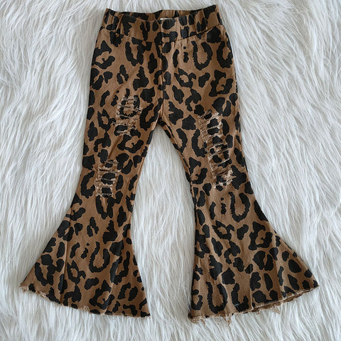 Girl Leopard Denim Long Pants