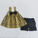 C14-38 Girl Tiger Skin Black Shorts Outfit-promotion 2024.4.13