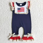 Girl Embroidery Flag 4th of July Romper