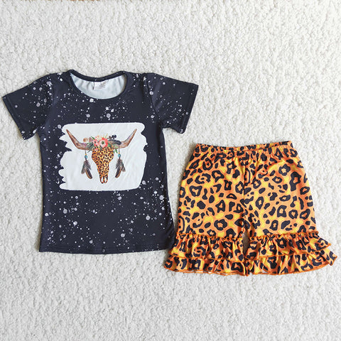 C14-37 Girl Cow Head Leopard Shorts Outfit-promotion 2024.3.2