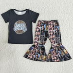 B7-23 Girl Black Leopard Print Pant Outfit-2024.4.27