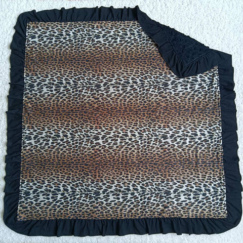 Baby Leopard Ruffles Minky Blanket