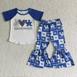 Letter Print Wildcats Blue Short Sleeve Kentucky Outfit